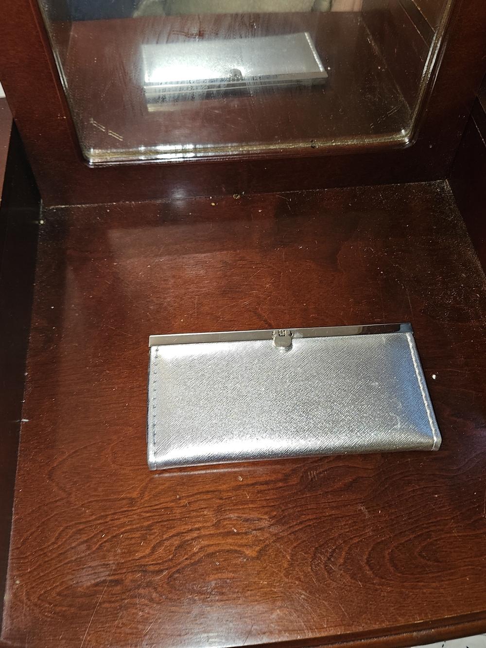 Silver Metallic Clutch Wallet